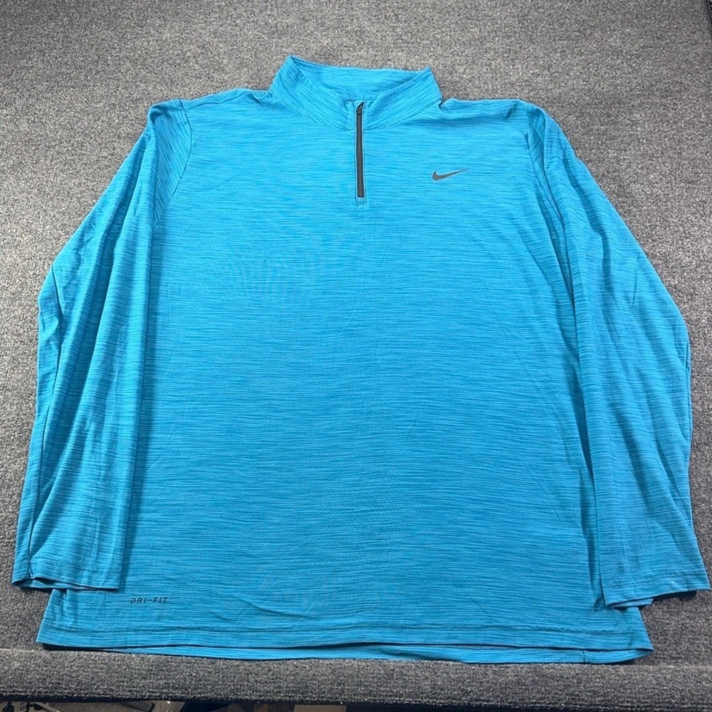 Nike Dri-FIT Mens XXLT Blue Heathered Quarter‎ Zip Pullover Performance Shirt